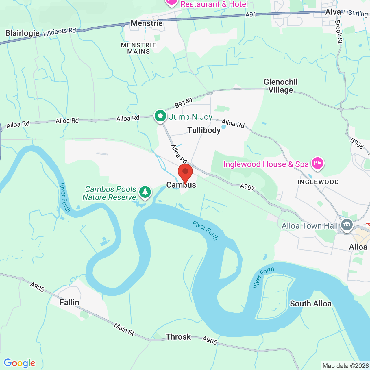 Map displaying job location