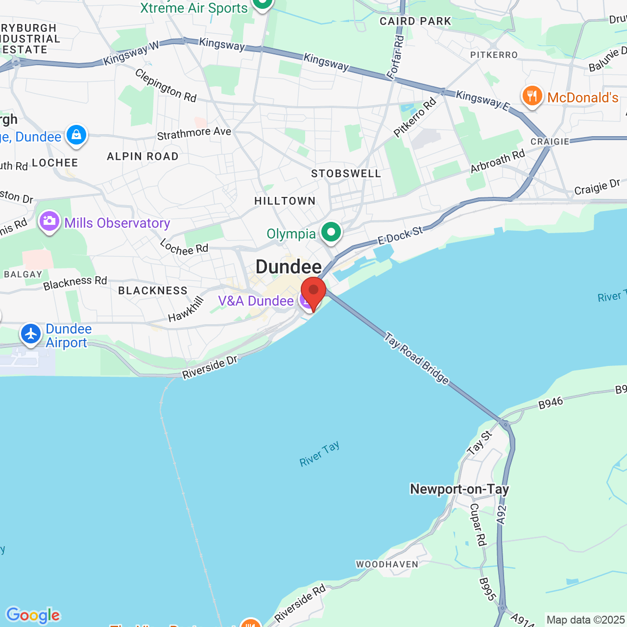 Map displaying job location