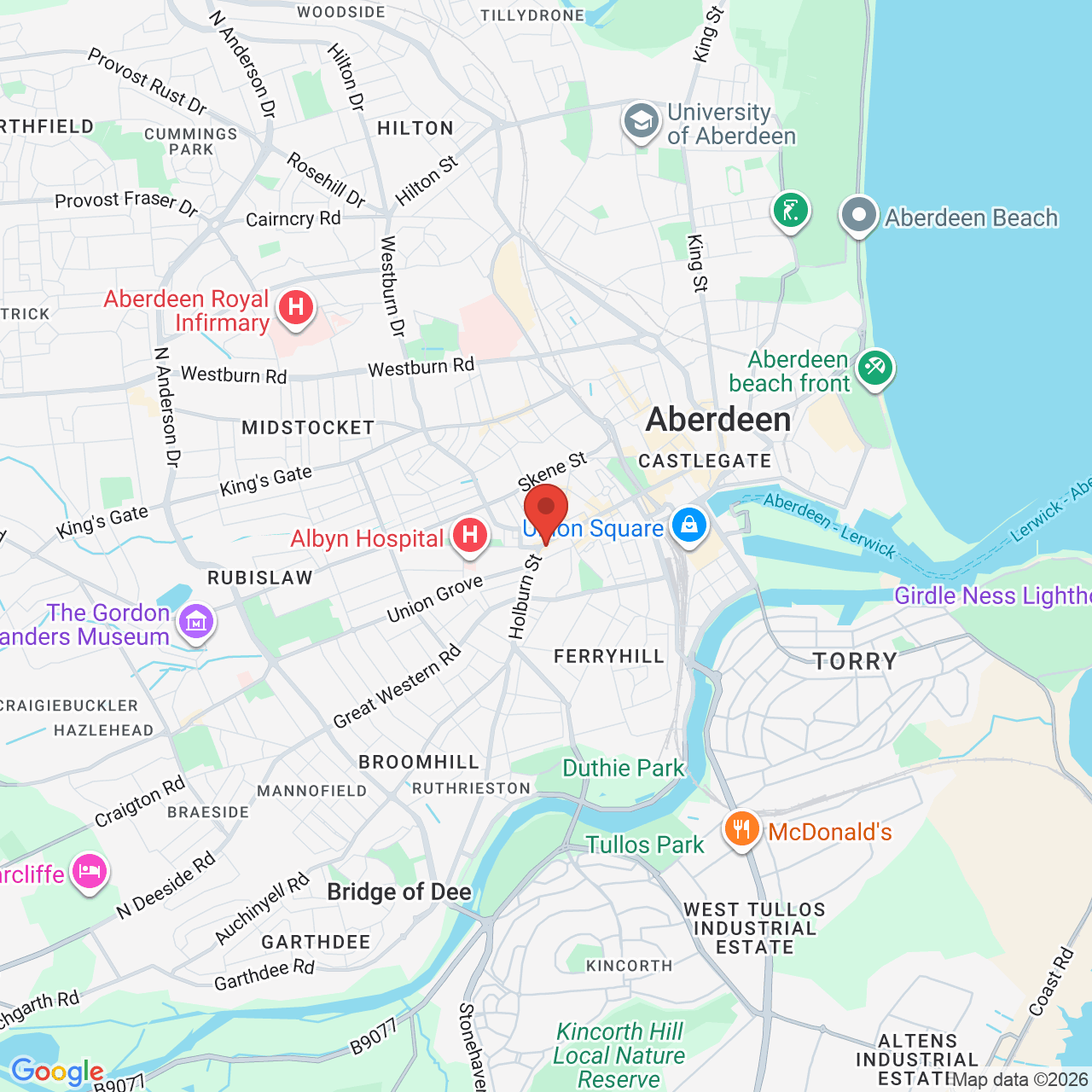 Map displaying job location