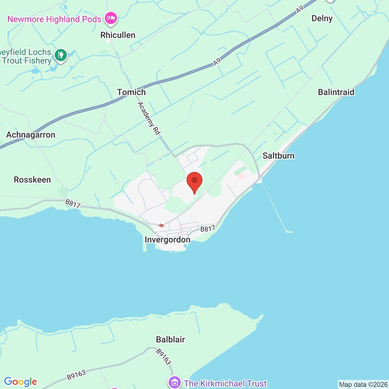 Map displaying job location